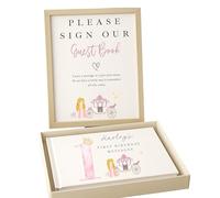 Birthday Princess Fairy Castle Guest Book & Sign | Girls Daughter | Memory Book Personalised | 1st 2nd 3rd 4th Wishes | Party Baby Messages | One Two Three Four (Guest Book & Sign)