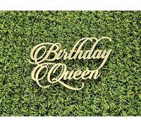 Birthday Queen Acrylic Cake Topper Charm for Birthday Cake Decorations (Gold Mirror Acryl)