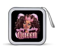 Birthday Queen African American Afro Women CD Case Portable DVD Storage Small CD Holder Organizer for Home Travel