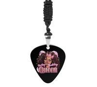 Birthday Queen African American Afro Women Personalized Guitar Picks Necklace Guitar Pendant Jewelry Gifts for Women Men