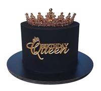 Birthday Queen Cake Topper, Acrylic Gold Happy Queen Birthday Cake Decoration Women Girls Birthday Queen Cake Topper Valentine's Day Mother's Day Cake Decoration (GOLD)