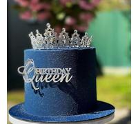Birthday Queen Cake Topper, Acrylic Silver Happy Queen Birthday Cake Decoration Women Girls Birthday Queen Cake Charm Valentine's Day Mother's Day Cake Decoration (SILVER)