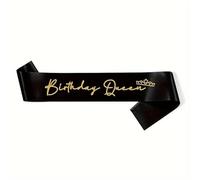 Birthday Queen Celebration Sashes Satin Gold Hot Pink 16th 18th 21st 30th (Black)