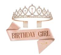 Birthday Queen Headband Sash Crown Set, Satin Sash & Sparkling Headpiece for Girls Women, Birthday Party Favors, Photo Booth Props, Dress-Up Accessories