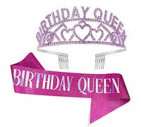 Birthday Queen Sash and Crown, 2 Piece Set, fabric