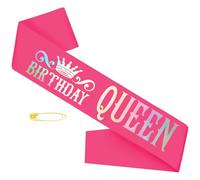 Birthday Queen Sash with Iridescent Foil, Hot Pink Funny Birthday Sash for Women 21st 30th 40th 50th 60th 70th 80th Birthday Party Ideas, Gifts, Jokes and Favors(Hot Pink + Iridescent)