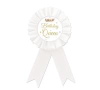 Birthday Queen Tinplate Badge Pin, Gold Glitter Crown Happy Birthday Button Pin, Diamond Birthday Queen White Rosette Badge Pin for Girl Women, Brooch Buttons for Girl's Birthday Party
