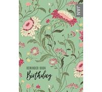 Birthday Reminder Book: A5 Medium Notebook for Recording Birthdays and Anniversaries | Monthly Index | Folk Style Wildflower Design Green