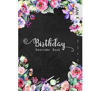 Birthday Reminder Book: B6 Small Notebook for Recording Birthdays and Anniversaries | Monthly Index | Watercolor Botanical Flower Design Black
