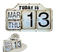 Birthday Reminder Calendar - Rustic Square Hanging Perpetual Date Board, Wall Desk Decor Planner, Distressed Style Organizer | Birthday Reminder Calendar Elegant Home Office Time Memory Display