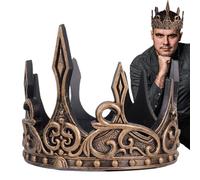 Birthday - Royal | Medieval King Crowns for Men | Sparkling Crystal Full Round Tadlepiece | Costume Accessory for Graduation Celebrations Wedding Halloween Cosplay
