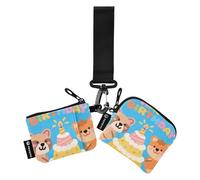 Birthday s Cartoon Colorful Women's Coin Pouches Card Holder Thin Flat Zipper Wristlet Wallet with Zipper Pocket for Lady 2 Pcs Wallet para tarjetas de Mujer