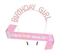 Birthday Sash and Crown for Women IT'S ME. HI, I'M THE Birthday Girl Glitter Pink Birthday Girl Sash and Tiara Set Rhinestone Birthday Girl Headband for Women Girls Gift Birthday Party Decoration