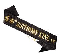 Birthday Sash for Men, Hapdoo Happy 60th Birthday Sash Black Birhday King Sash with Gold Foil Letter, 60th Birthday Decorations for Men Birthday Party Supplies