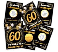 Birthday Scratch Cards - Set of 15 Challenge Cards with Scratch Stickers - Fun Birthday Party Game for Adults - 60th Birthday Party Activity & Decorations