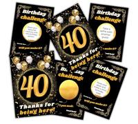 Birthday Scratch Cards - Set of 15 Challenge Cards with Scratch Stickers - Fun Birthday Party Game for Adults - 40th Birthday Party Activity & Decorations