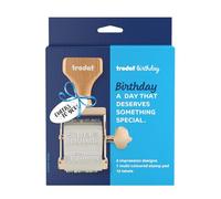 Birthday Stamp Set - Custom Self-Inking Gift Label Stamper with 6 Messages, 3-Colour Ink Pad & Labels | Personalised DIY Gift Wrapping, Cards, Party Favour Decoration | Craft Stamp Kit | by Trodat