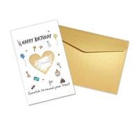 Birthday Surprise Scratch Card Reveal, Personalised Scratch Card with Envelope Gold Scratch-off Sticker, Happy Birthday Card Gifts Surprise Reveal