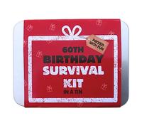 Birthday Survival Kit Tin - Fun Novelty Compact Pocket Gift Set for 16th 18th 30th 40th 50th 60th 70th 80th-Gift for Men, Women, Friends, Family & Colleagues (60th Birthday Survival Tin)