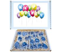 Birthday Sweet Box Gift Hamper | Blue Heart Lollipop Box With 30 Blue Raspberry Heart Lollipops | Fun & Unique Birthday Sweet Gift for Him Or Her