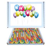 Birthday Sweet Box Gift Hamper | Bonds Rainbow Candy Canes 12 Pack Gift Box Individually Wrapped |Happy Birthday Packaging, Gift for All Ages