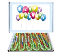 Birthday Sweet Box Gift Hamper | Bonds Watermelon & Rainbow Candy Canes 12 Pack Gift Box 6 of Each Flavor Individually Wrapped|Happy Birthday Packaging, Gift for All Ages