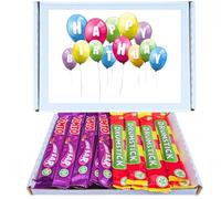 Birthday Sweet Box Gift Hamper | Drumstick Chew Bars 24 Pack Mixed Box Includes 12 Raspberry & Milk and 12 Fruit Flavour Chewy Bars Classic Retro Sweets