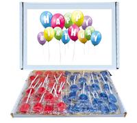 Birthday Sweet Box Gift Hamper | Red & Blue Mixed Heart Lollipop Box With 40 Cherry & 40 Blue Raspberry Heart Lollipops Sweet & Tangy Birthday Candy Gift for Him or Her