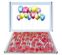 Birthday Sweet Box Gift Hamper | Red Heart Lollipop Box With 80 Red Cherry Lollipops Romantic Birthday Sweet Gift for Him & Her