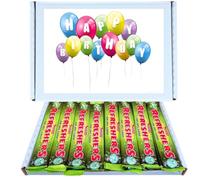 Birthday Sweet Box Gift Hamper | Refreshers Sour Apple Chew Bars 24 Pack Box of Classic Retro Sweets Fizzy Sherbet-Filled Sour Apple Flavour Chewy Bars Nostalgic Candy Treat
