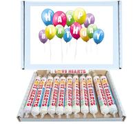 Birthday Sweet Box Gift Hamper | Retro Fizzy Sweets Giant Love Hearts - 12 Pack Classic Party Favors | Treats for All Ages