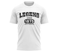 Birthday T Shirt for Men 1975 Legend Aged to Perfection Funny Vintage Great Grandad Dad 50 Year Old Tee Top 50th Gift, L, White