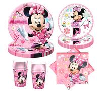 Birthday Tableware Kit, Party Tableware Children's Birthday Pink, 68 Pieces Party Set Children's Birthday Party with 20 Napkins, 32 Cardboard Plates (7 Inches, 9 Inches), 16 Paper Cups