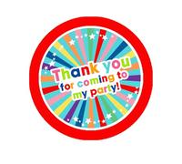 Birthday Thank You Stickers Thank You for Coming to My Party Stickers for Sweet Cone Bags Favours Bright Fun - Red