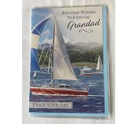 Birthday Wishes To A Special Grandad Enjoy Your Day Birthday Card White/Red/Blue Yacht Foil Detail(PH48396)