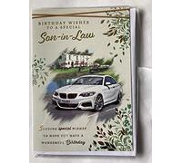 Birthday Wishes To A Special Son-In-Law Birthday Card White Sports Car/Gold Words Foil Detail(PH47341)