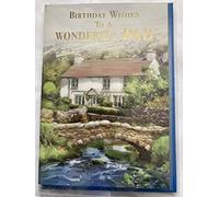 Birthday Wishes To A Wonderful Dad Birthday Card House/Bridge/Water Scene Foil Detail(NC-VA130)