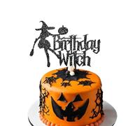Birthday Witch Halloween Cake Topper - 1st Birthday Witch Topper - Cake Decoration Accessory - Halloween-Themed Cake Topper - Pumpkin Party Supplies Halloween Cake Decoration (Black)