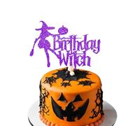 Birthday Witch Halloween Cake Topper - 1st Birthday Witch Topper - Cake Decoration Accessory - Halloween-Themed Cake Topper - Pumpkin Party Supplies Halloween Cake Decoration (Purple)