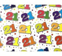 Birthday Wrapping Paper - 2 Sheets Of Gift Wrap & one Tags - 21st Birthday - SE2608