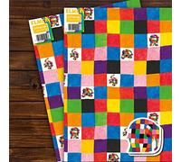 Birthday Wrapping Paper 4 Sheets 4 Tags Elmer the Patchwork Elephant Sheet Size 70cmx50cm Official Product Responsibly Resourced