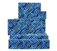 Birthday Wrapping Paper For Men - 6 Sheets Of Gift Wrap - Black And Blue Line Pattern - Wedding Christmas All Occasion - Comes With Stickers - By Central 23