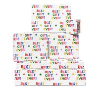Birthday Wrapping Paper For Women Men - 6 Sheets Of White Gift Wrap - Funny Wrapping Paper For Friends - Comes With Stickers - Recyclable - By Central 23