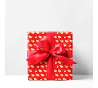 Birthday Wrapping Paper - Happy Birthday Lettering Gift Wrap, Floral Butterfly, Hearts & Scallop Design, Colorful Party Wrapping Paper for Kids & Adults (Red Heart Pattern, 2 Metre)