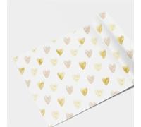 Birthday Wrapping Paper - Happy Birthday Lettering Gift Wrap, Floral Butterfly, Hearts & Scallop Design, Colorful Party Wrapping Paper for Kids & Adults (Gold Hearts, 2 Metre)