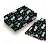 Birthday Wrapping Paper Neon Disco Cherry Folded Sheets, Heavyweight Kraft Paper 20 x 28 Inches, Fun Retro Music Gift Wrap for Women Teen Girls, Vibrant Party Night Theme