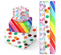 Birthday Wrapping Paper Rolls, 3 Rolls Happy Birthday Wrapping Paper 43 x 300cm, Gift Wrapping Paper Rolls, Kraft Gift Wrapping Paper For Party, Wedding Gift, Festive Decoration（Colour Dots)