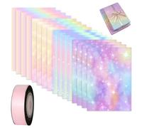 Birthday Wrapping Paper Set, 12 Sheets Rainbow Gradient Colour, 50x70CM