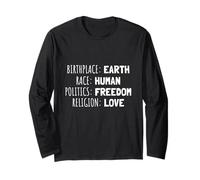 Birthplace Race Politics Religion Diversity Long Sleeve T-Shirt