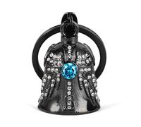 Birthstone Angel Wings Guardian Bell for Motorbikes: Cross Gremlin Bell Motorcycle, Keychain Key Rings Motorbike Accessories Lucky Viking Gifts for Men and Women